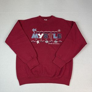 Vintage Myrtle Beach Sweatshirt Adult Large Red Crew Neck Pullover Y2K Beach